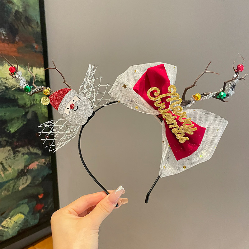 Bonito Minnie arco de cabeza de Navidad mujer dulce cabello fijación de cabello fiestas de cabello adornos de tocado