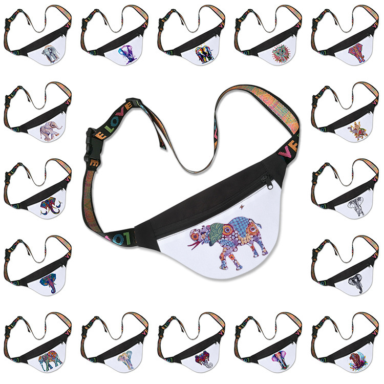 ebay Aliexpress Sublimation Elephant Print Sports Running Small Bag Single Shoulder Diagonal Women's Bag Waist Bag Drop Shipping