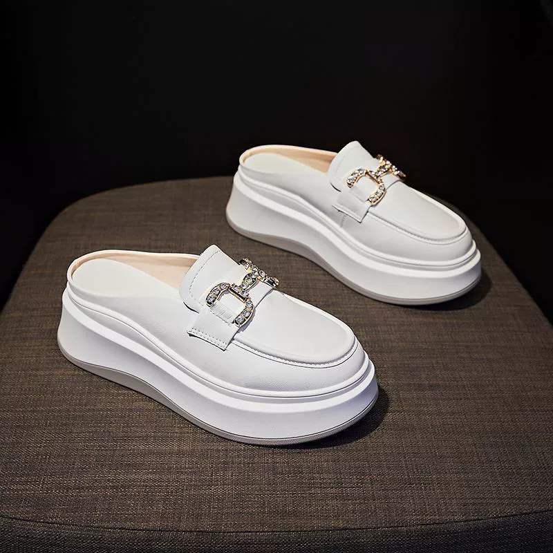 Баотоу половинные тапочки женские летние 2024 новые туфли с толстой подошвой без каблуков