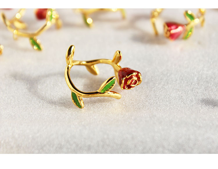 Retro Flower Brass Plating Open Ring 1 Piece