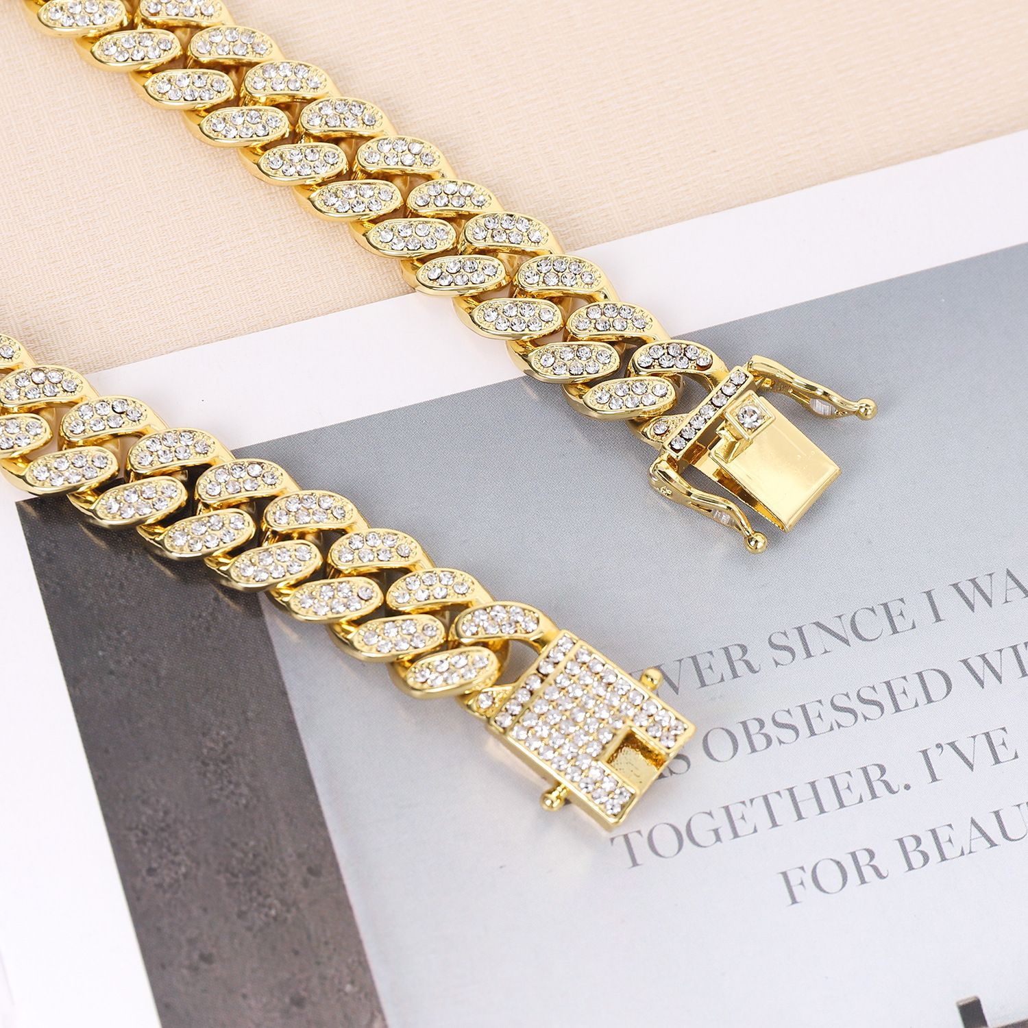 Full double row diamond Cuban hiphop niche design personalized jewelry bracelet_voghion.com