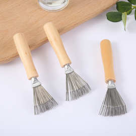 梳子清洁器 木质手柄钢丝刷清洁工具家用刷子清洁爪梳清洁顺发刷
