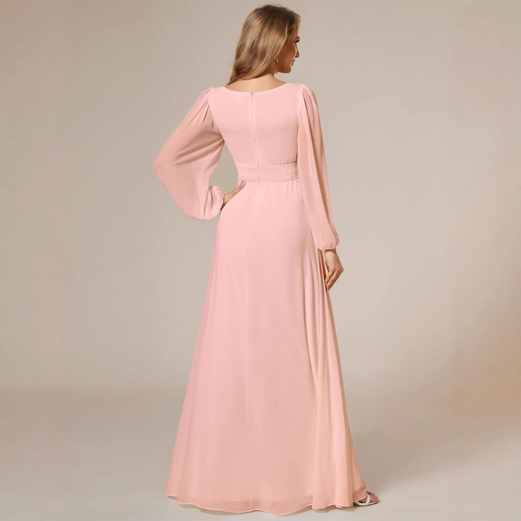 demi-season long sexy elegant bridesmaid dress