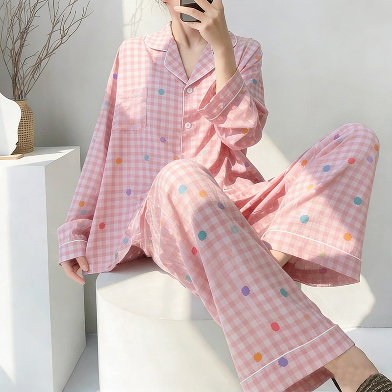 핑크 체크 (더블 롱)