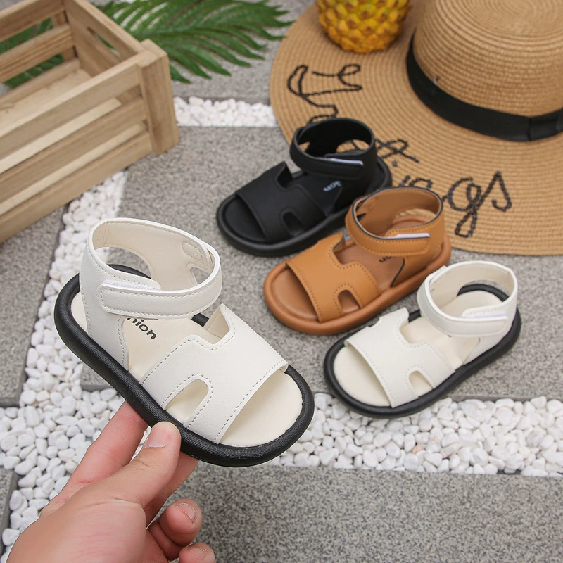 Детские сандалии 2025 Лето Новые девчачьи туфли модные сандалии и тапочки Мягкая подошва на липучке Пляжная обувь для мальчиков