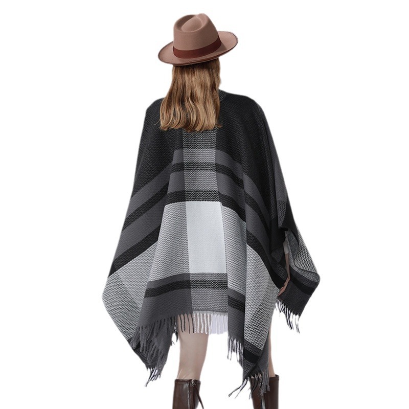 Transfronterizos Amazon nuevos productos a cuadrícula llisa chal de moda europea y americana universal alto abrigo mujer