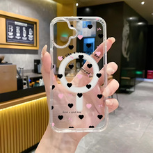 满屏爱心苹果17手机壳磁吸充电iphone14promax新款女15透明13创意