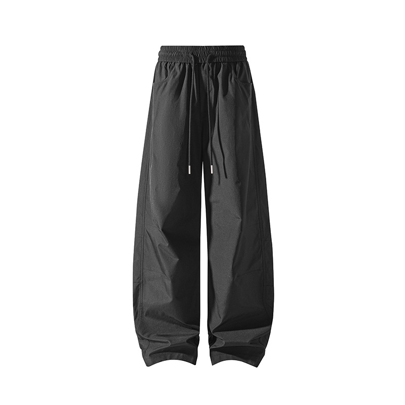 Spring American High Street Fashion Quick-dry Patchwork Pleated Design Drawstring Cargo Casual Pants For Men And Women_voghion.com