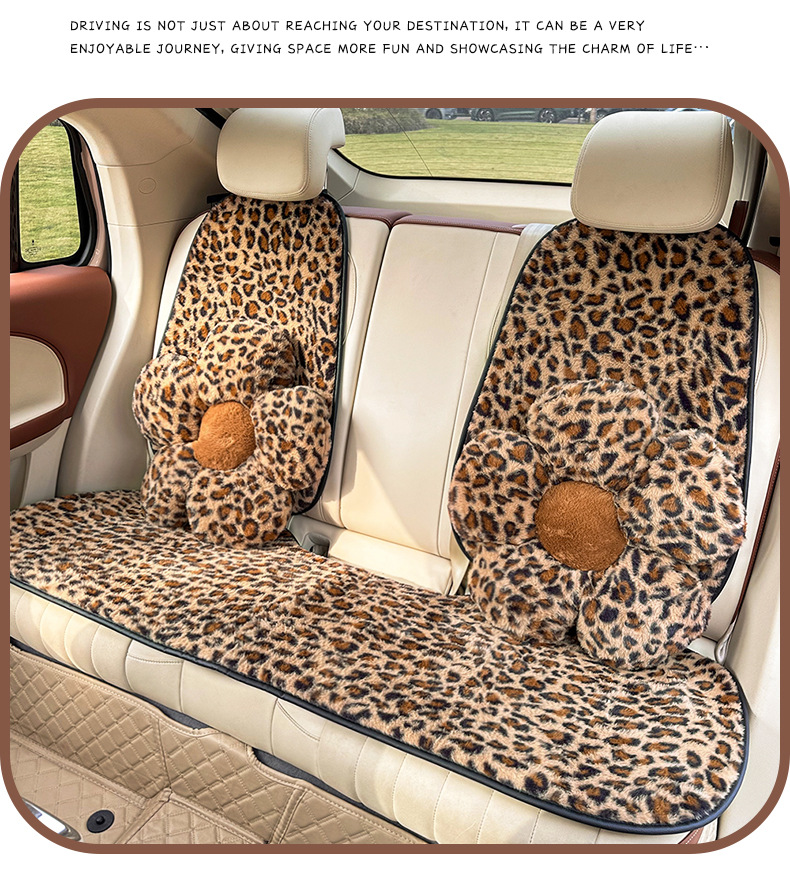 Cross-Border Leopard Print Car Seat Cushion Plush Warm Non-Slip Car Seat Cushion Winter Anti-Freeze Goddess Car Seat Cover