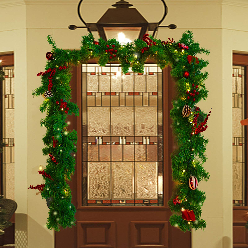 Navidad vines cifrado 2,7 metros con pinos pasamanos decoraciones navideñas vines decoraciones navideñas al por mayor