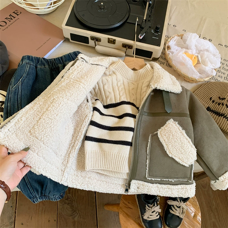 Детская зимняя куртка, корейский стиль, подклад FauxShearling, размеры 80–140 см