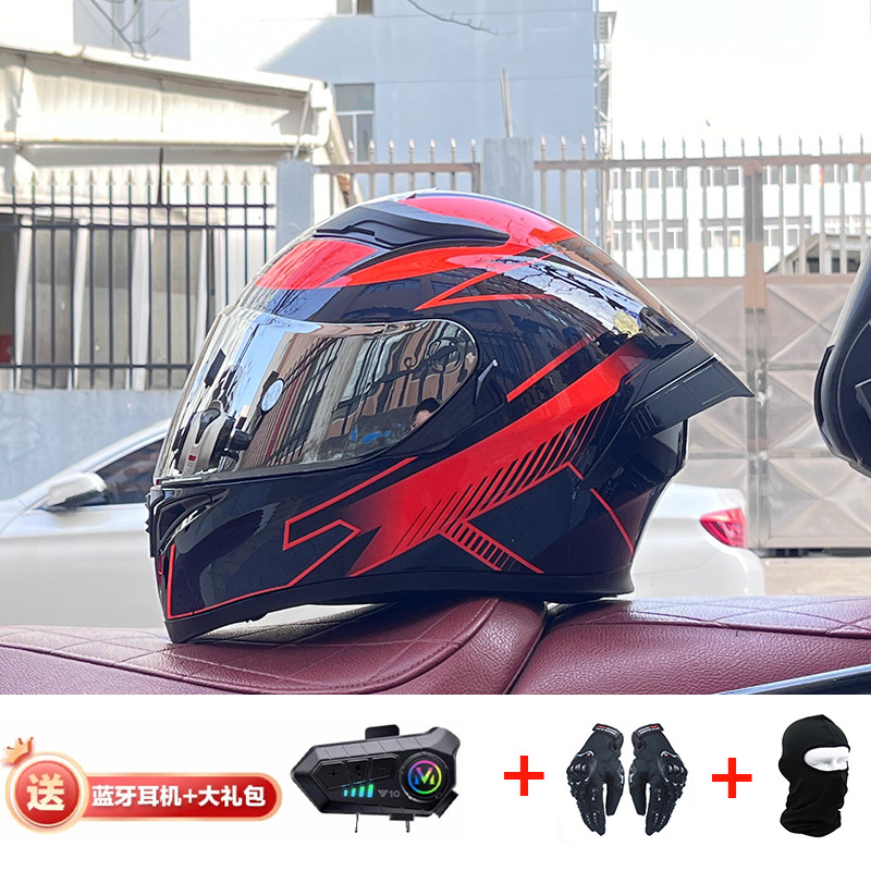 Casco de cola grande de motocicleta Jiekai Casco completo con auriculares Bluetooth Casco de conducción de motocicleta eléctrica de cuatro estaciones para hombre