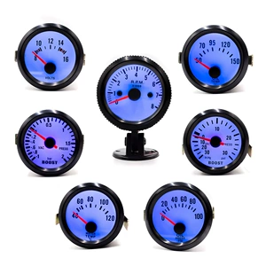 Car Modification Instrument Blue Light Turbocharger Gauge Water Temperature Gauge Oil Temperature Oil Pressure Voltage Tachometer with Sensor