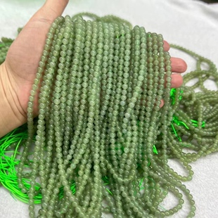 Hetian Jade Necklace Qinghai Material Fine Water Color Goods Head Yang Green 5m Buddha Beads Jade Oil Run Hetian Jade Factory Outlet