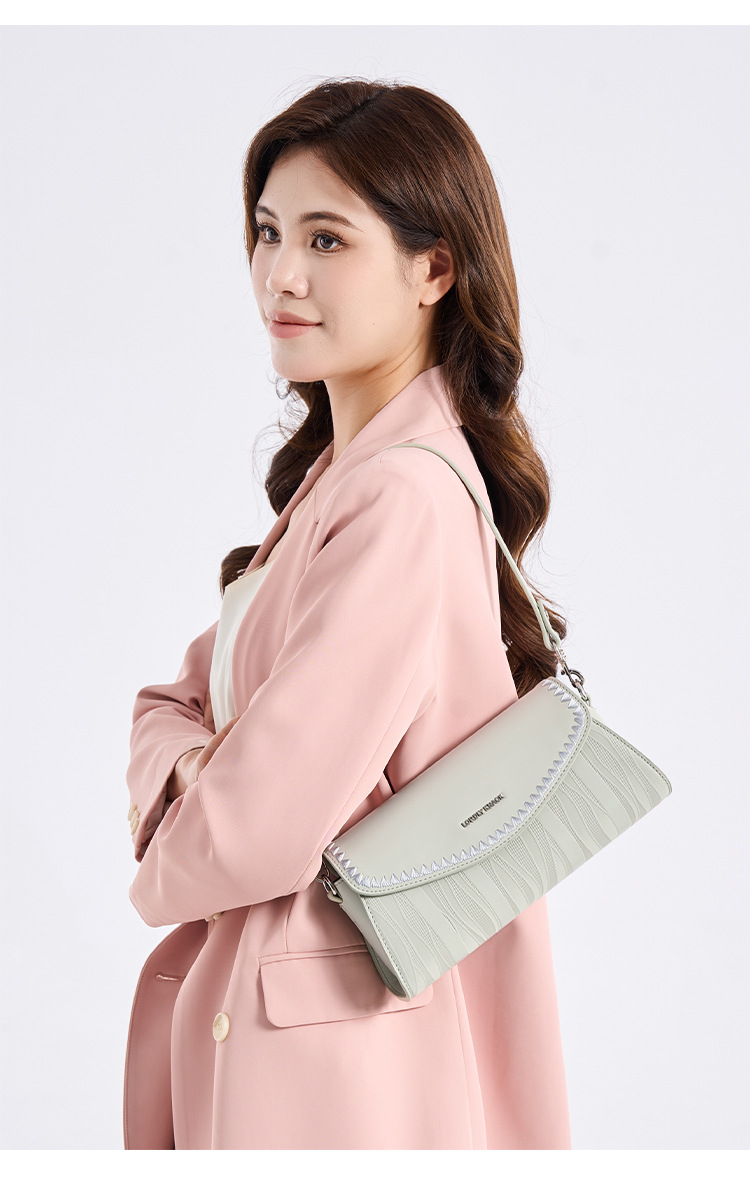 Túi đeo chéo nữ phong cách retro baguette, kiểu dáng nhỏ gọn đeo vai đơn — đen, trắng, màu nâu, màu sáng chi tiết 5