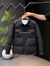 轻薄羽绒服男士冬季韩版纯色简约翻领衬衫青年休闲短款白鸭绒外套