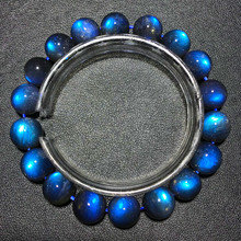 天然黑体拉长石手链蓝光彩光月光石女单圈多圈日光石水晶手串