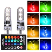 T10示宽灯泡RGB示宽灯 T10 6LED 5050 遥控七彩示宽灯爆闪滴胶灯