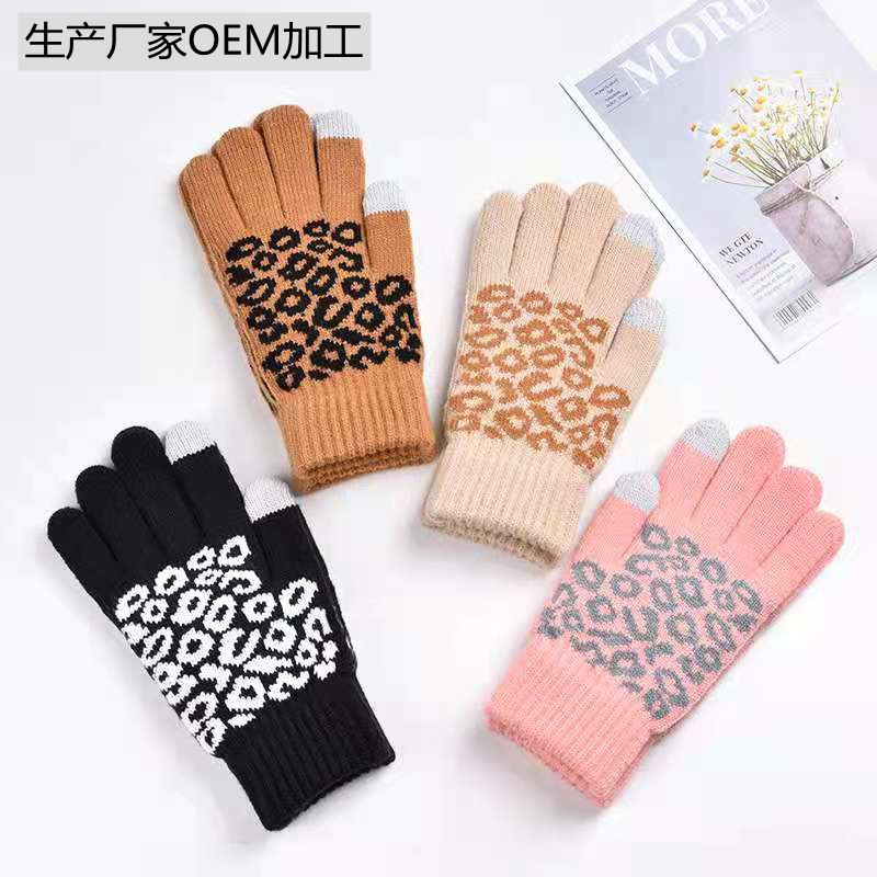 厂家秋冬触屏手套针织提花男女加厚跨境户外保暖骑行滑雪魔术定制