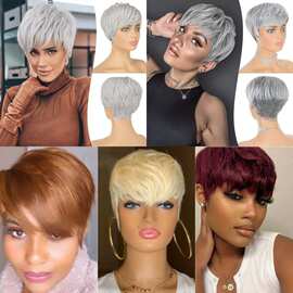 跨境假发 欧美女士时尚化纤头套 中老年多款时尚短卷发日常款发套