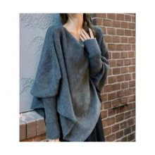 不规则复古慵懒风针织衫2025早春新款上衣小香风软糯蝙蝠袖毛衣女