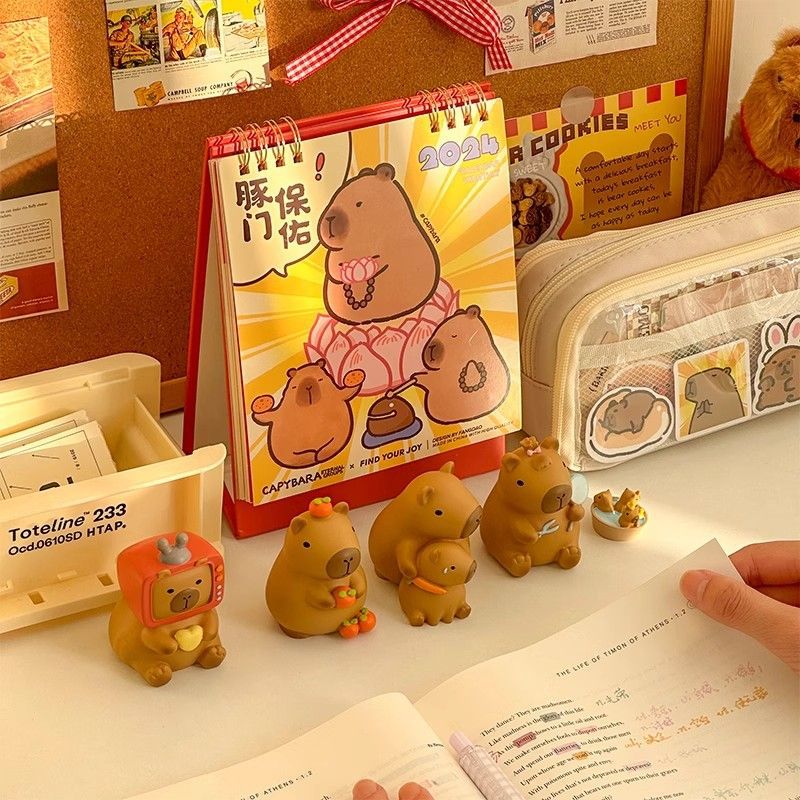 Pequeño frijoles Capybara dibujos animados hechos a mano del delfín de agua decoración de mesa caja ciega huevo girado regalo pequeño estudiante
