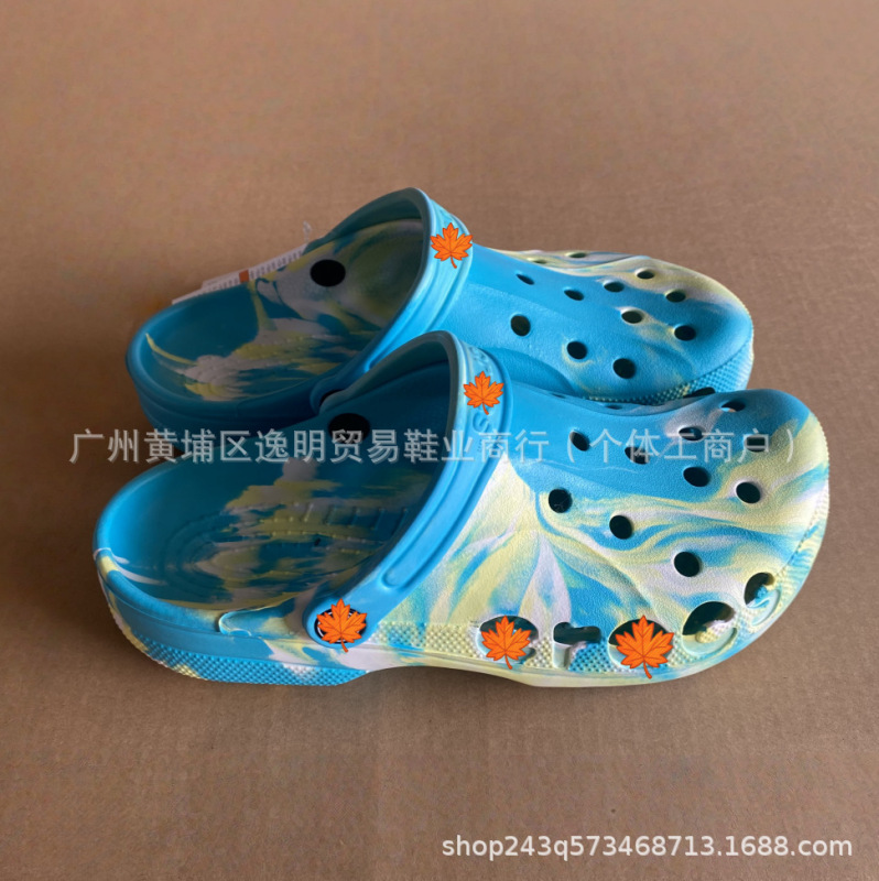 2025 New Model Celebrity Color-Blocked Clogs with Marble Pattern for Men and Women, Couple-Friendly, Non-Slip, Wear-Resistant Outdoor Beach Casual Shoes