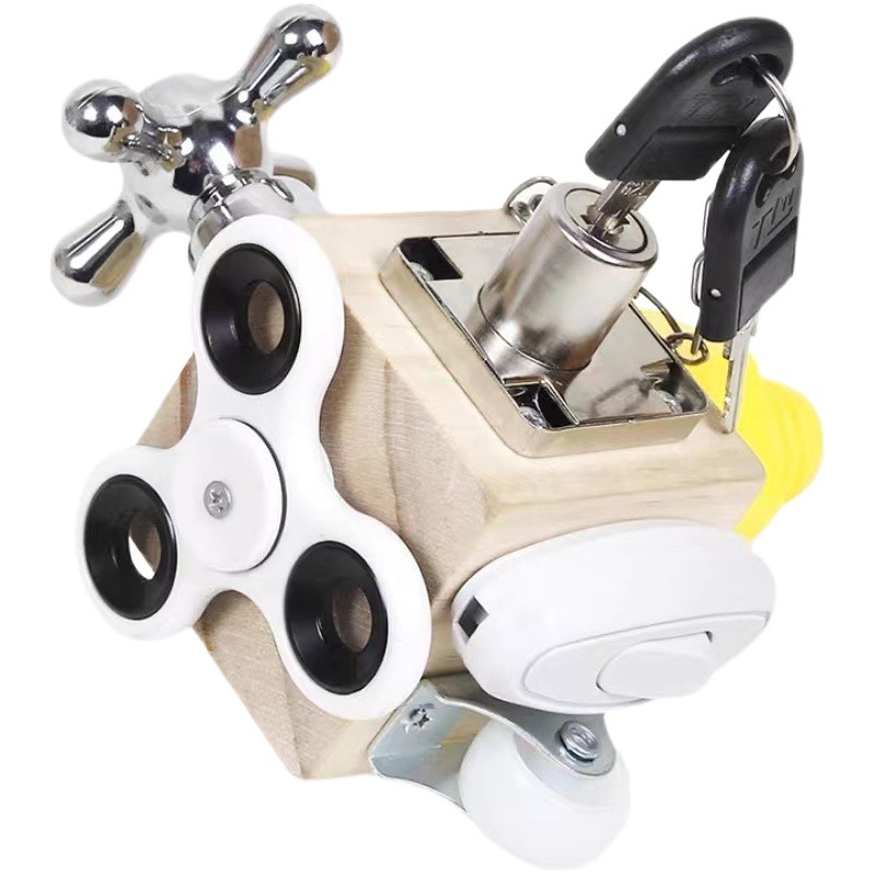 Bebé ocupado tablero Montessori Niños Educativos de 3 años de edad de la educación temprana Montessori enseñanza ayudas ocupado bloque desbloqueo juguetes