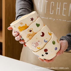 かわいい皿家庭用料理皿陶磁器子供料理皿食事ボウル料理ご飯ボウル2025新高颜値食器