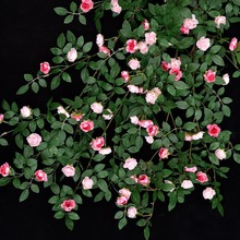 仿真小茶苞玫瑰花藤条室内软装空调管道装饰缠绕遮挡塑料假花藤蔓
