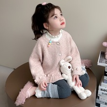 女小童外套秋季2025新款韩版女宝宝洋气甜美针织开衫上衣儿童秋装