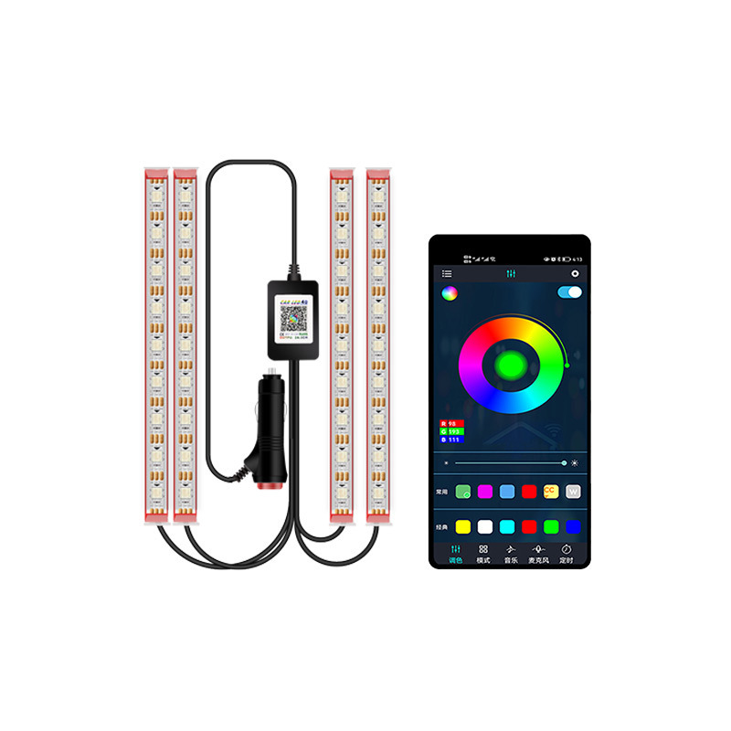 Luz de atmósfera de color fantasma de automóvil APP Bluetooth control remoto inalámbrico doble luz de atmósfera de control