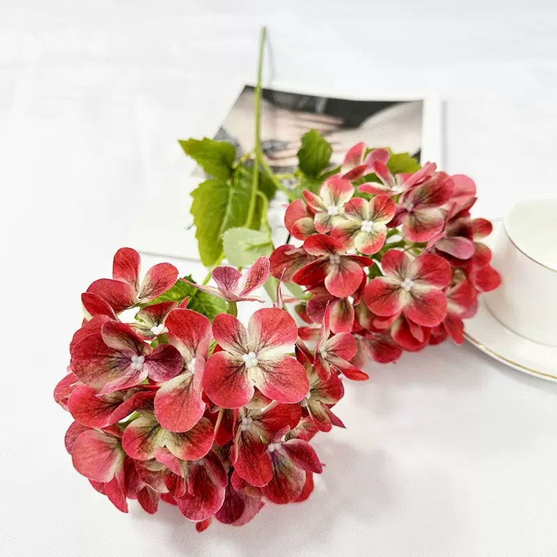 2구 3D 수국 - 레드 (또는 빨강)