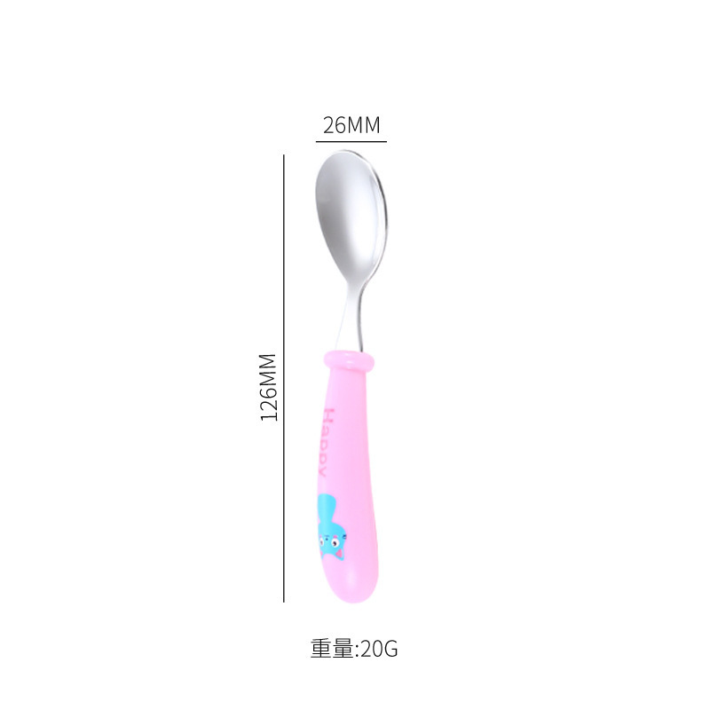 简约风304不锈钢叉勺套装儿童吃饭喂饭勺子餐具幼儿园宝宝辅食叉|undefined