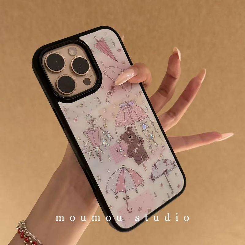 韩系ins镭射星星小熊雨伞适用iPhone16promax苹果15手机壳14新款|undefined