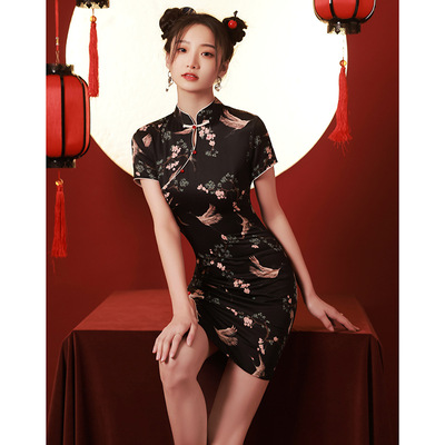 cheongsam paragraphs Retro Chinese Dresses Qipao Side slit Asian Theme Party Cosplay Dresses for women girls  girl young  daily dress 
