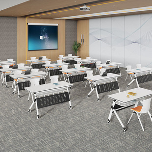 Conference Training Table and Chair Combination Foldable Mobile Splicing Long Table Double Desk and Chair Staff Office Training Desk