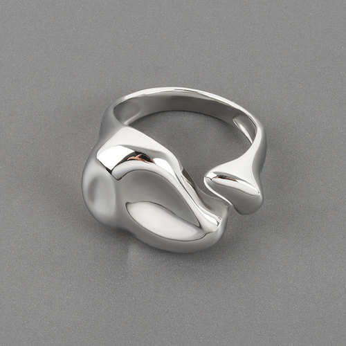Korean style new cold style versatile jewelry niche design minimalist style irregular concave and convex surface open ring for women