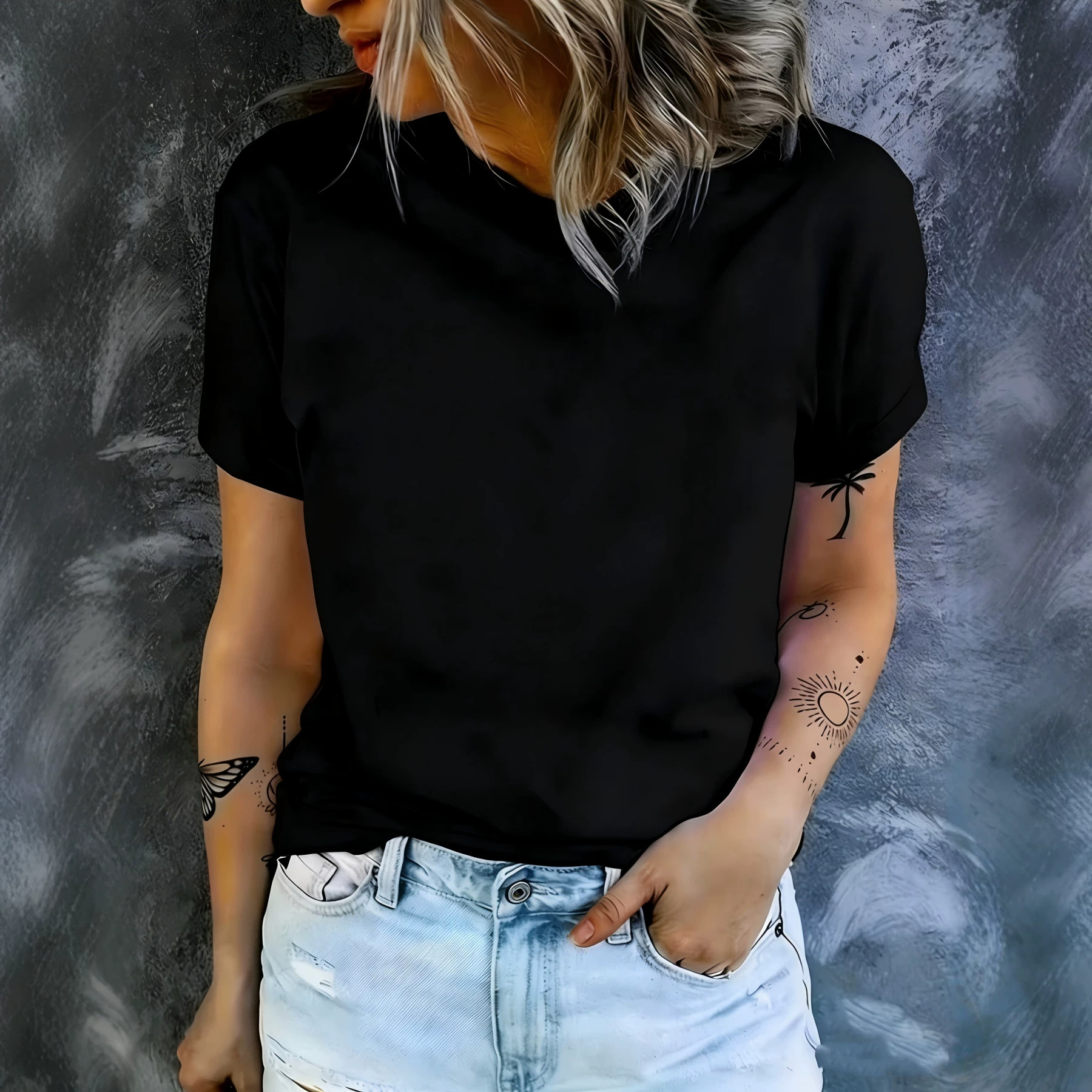 Fábrica de mangas cortas de mujer distribución transfronteriza mayorista al por mayor camiseta de verano fresca ocio interior al aire libre diy