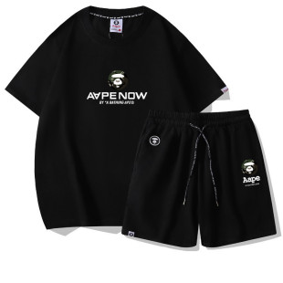 Summer ape head aap suit fashion brand five-point pants loose sports pants short sleeve t-shirt shorts 2 pieces casual