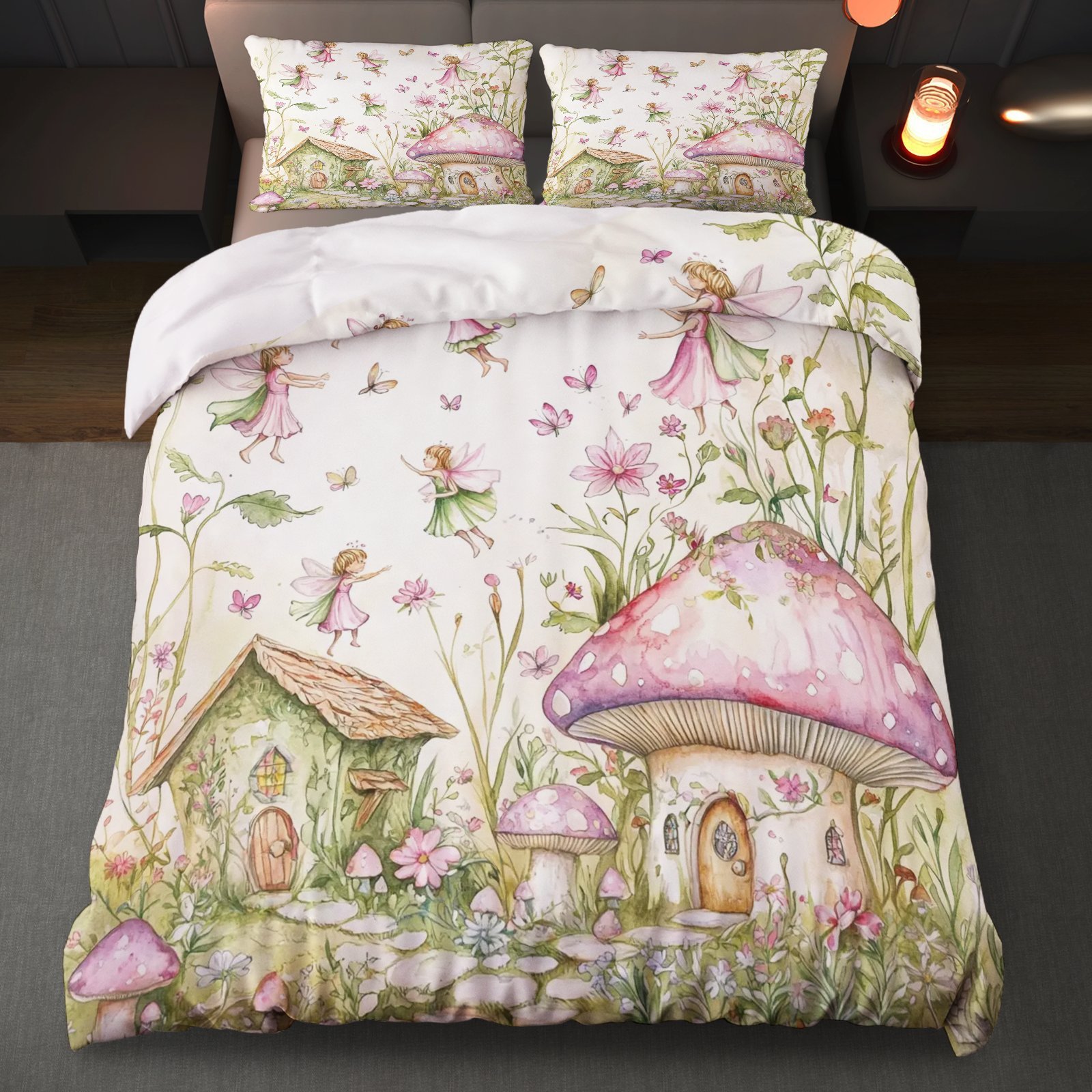 TEMU / JIT textil doméstico molido impresión digital de color iluminante set de colcha con patrón forestal para diseñar