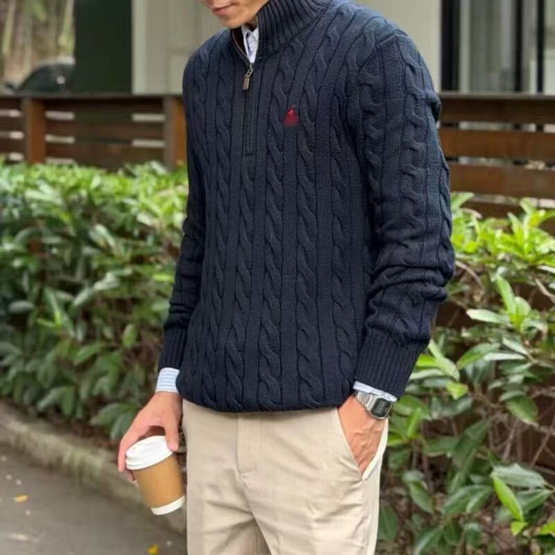 Cross-Border Rl Celebrity Style Classic Quarter-Zip Knit Sweater, Thickened Version, Unisex Cross-Border Rl Celebrity Style Classic Quarter-Zip Knit Sweater, Thickened Version, Unisex
