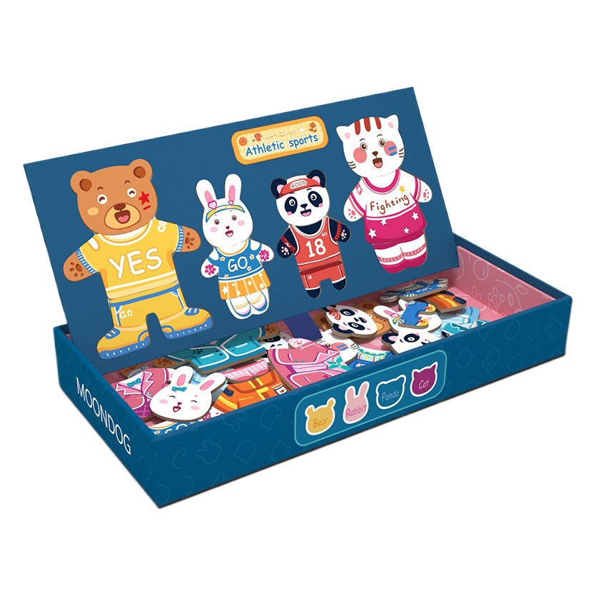 Rompecabezas magnético de los niños cambiando ropa juego oso animal cambiante pegatinas magnéticas educación temprana juguetes educativos al por mayor