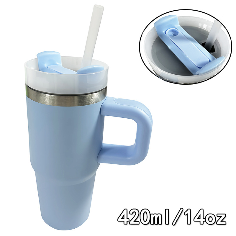 Inventario al por mayor transfronterizo 14oz portable taza de automóvil de pequeña capacidad mini taza de vacío de paja de hielo taza