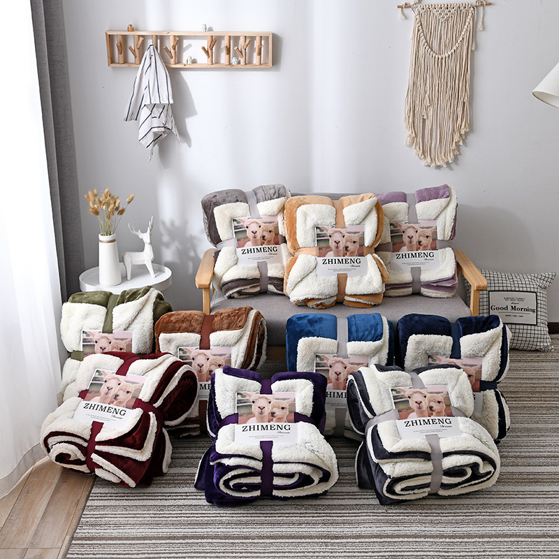 Cross border Specifically for Amazon Foreign trade Solid winter thickening Carpet gift Blanket Sherpa blanket keep warm double-deck