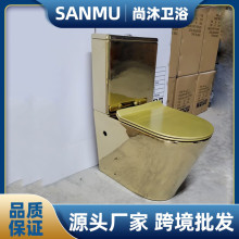 电镀马桶奢华金色跨境卫生间中东高档陶瓷外贸Two Piece Toilet