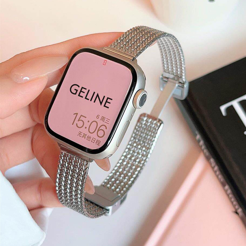 Silver - wheat ear slim 14mm [magnetic clasp] / Single watch strap [no accessories]