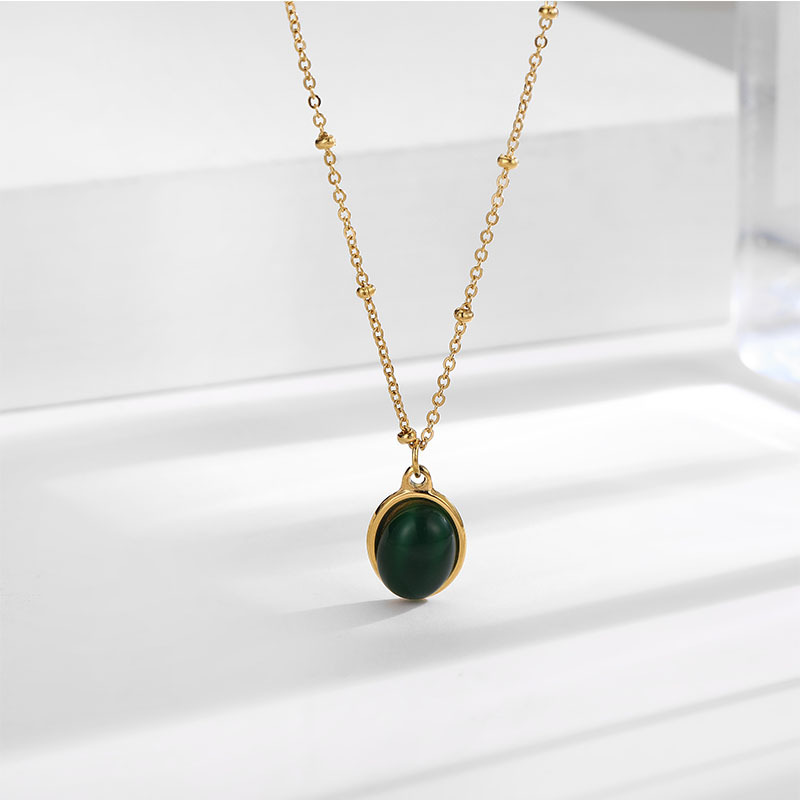 Simple Style Geometric Titanium Steel Plating Opal Necklace 1 Piece