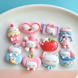 Sweetheart cartoon food and play Cat resin accessories cream glue diy hair accessories mobile phone shell refrigerator stickers water cup shoe buckle stickers