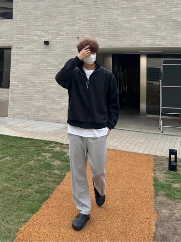 American style niche minimalist half-zip turtleneck sweatshirt jacket for men, spring and autumn trendy brand loose casual versatile top